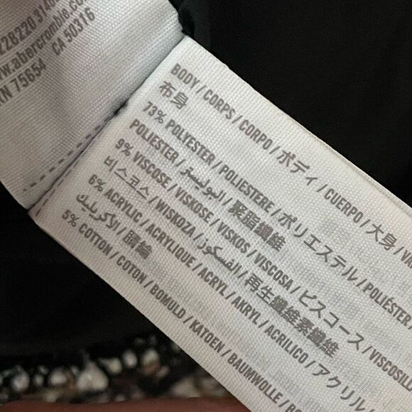 ABERCROMBIE & FITCH Tweed Mini Dress Medium Black Tan NEW Babydoll Retro Casual - Picture 6 of 8